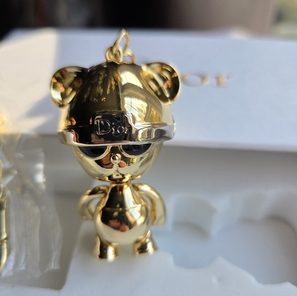 NIB Gold Dior Novelty Bear Bag Charm/Keychain - Picture 1 of 3